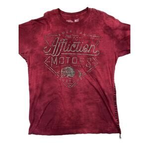 Affliction Shirt Mens XXL American Customs Indian Skull Biker Braiding USA Y2K